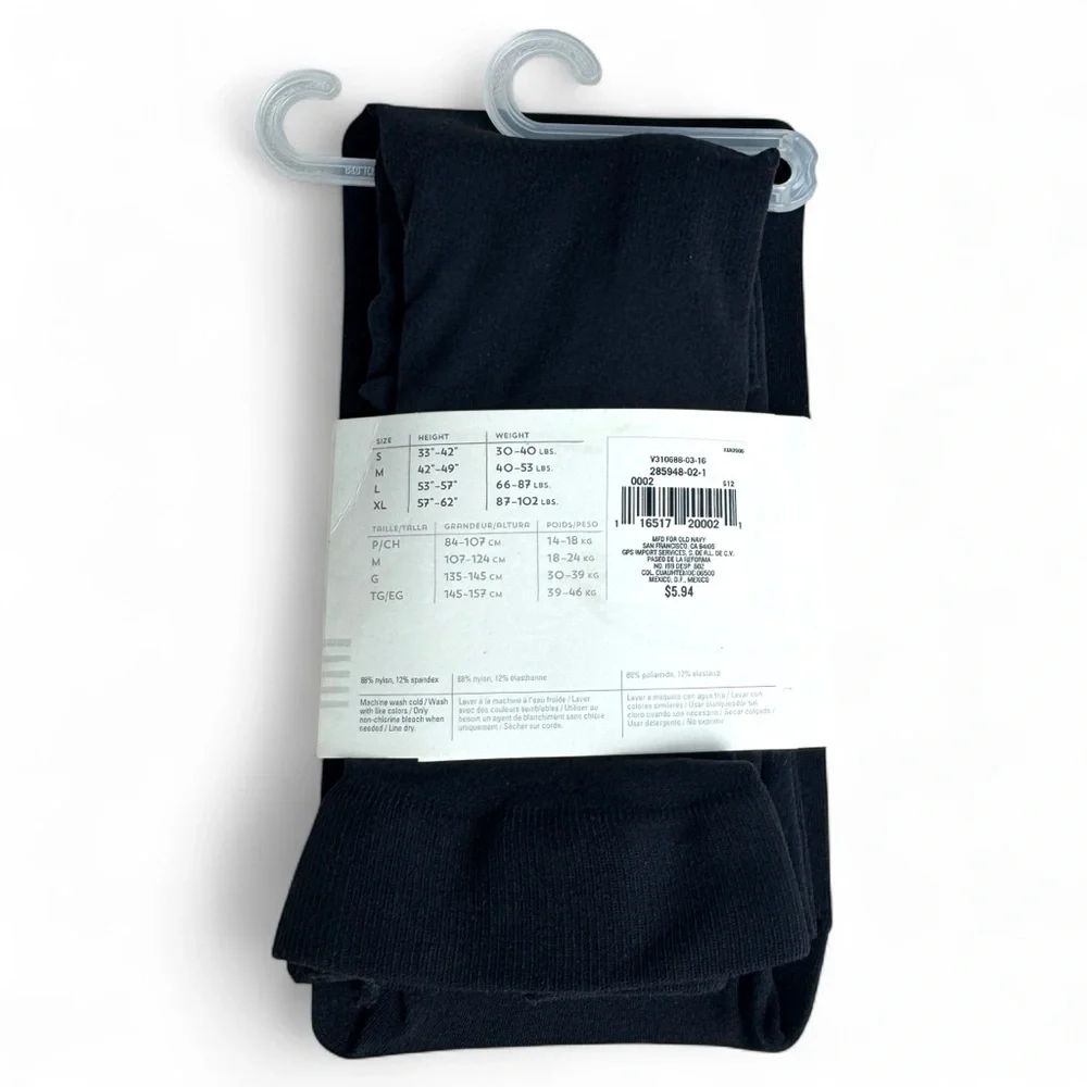 Old Navy Girls Tights Size Medium 40-53 lbs‎ Black 1 Pair